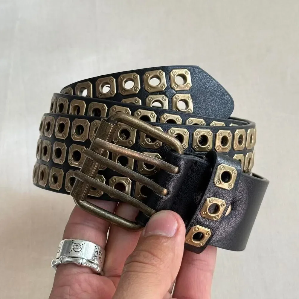y2k 2000s studded black and bronze grunge emo belt